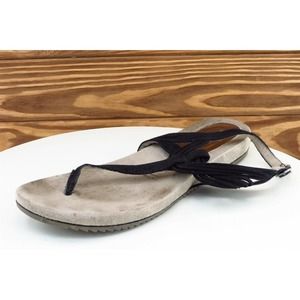 Tamaris Sz 40 M Black‎ Thong Leather Women Sandals